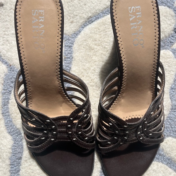 Franco Sarto leather women’s sz 7.5 wedge slide sandal - Picture 4 of 5